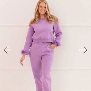NWT Feather Trim Sweatsuit
